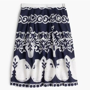 J.Crew navy blue and white Ornate lace skirt